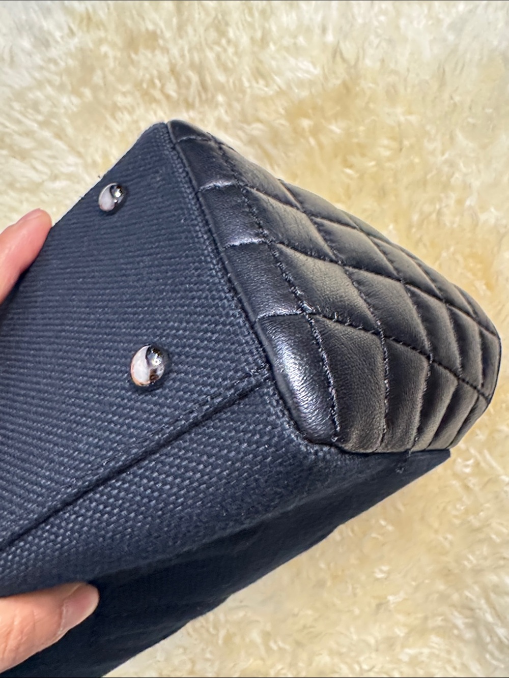 CHANEL Black Quilted Canvas and Leather Chain-Handle Shoulder Bag - Picture 5 of 12